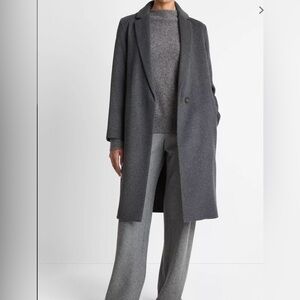 Vince Classic Wool Blend Straight Coat - Charcoal - Small